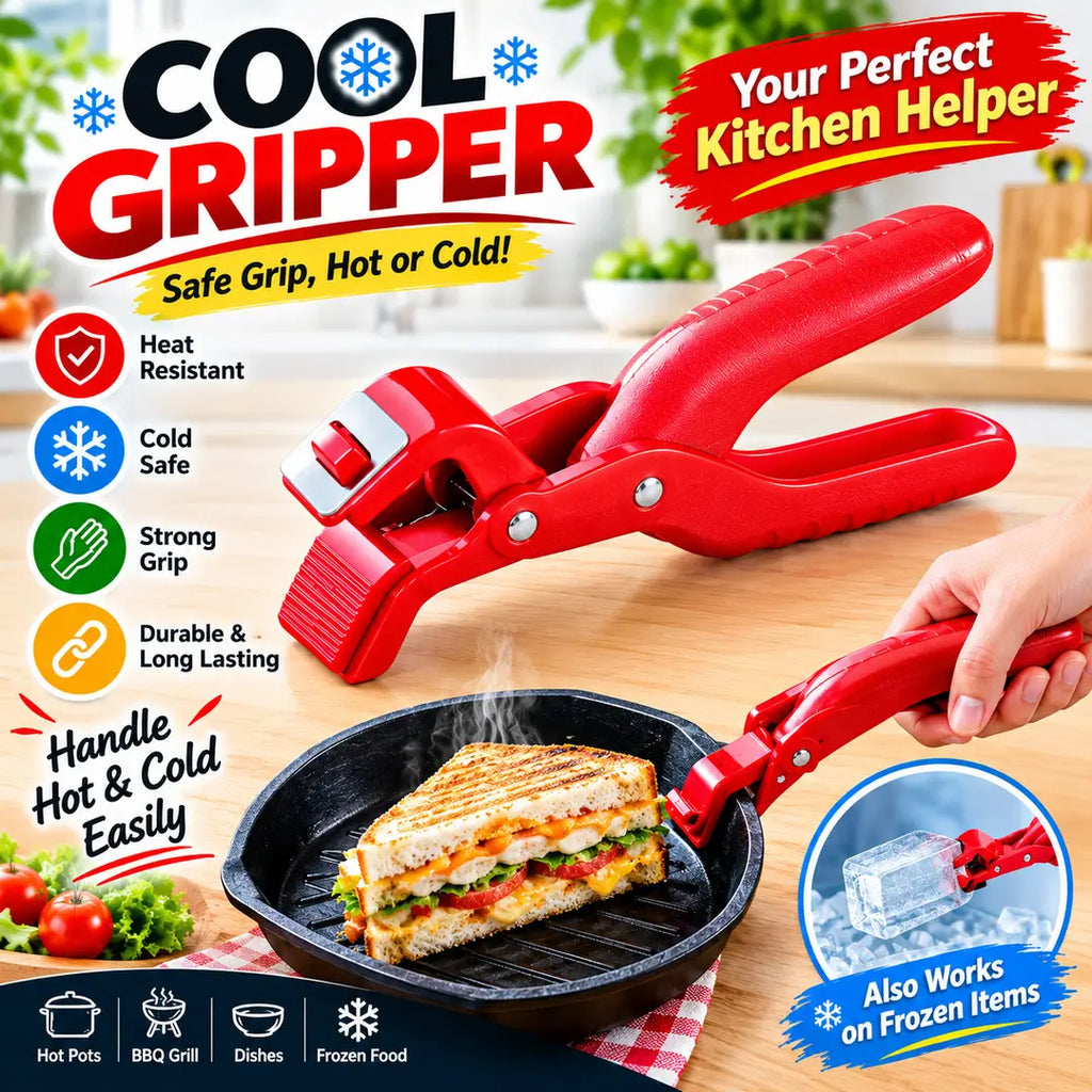 Cool Gripper Kitchen Tongs – Heat Resistant Hot Plate & Pan Lifter, Multi-Purpose Cooking Grip Tool