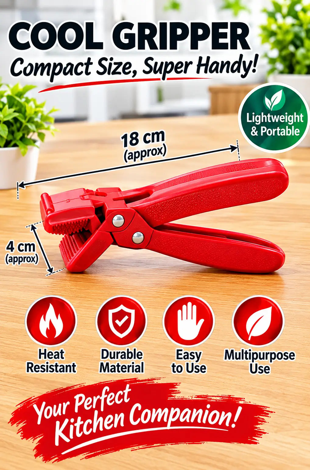 Cool Gripper Kitchen Tongs – Heat Resistant Hot Plate & Pan Lifter, Multi-Purpose Cooking Grip Tool