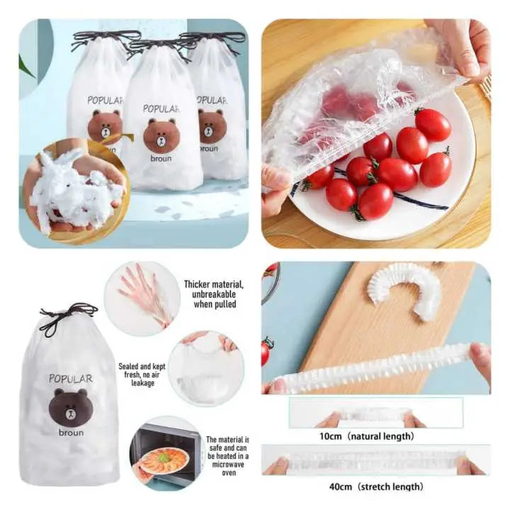 100pcs Reusable Food Cover Adjustable Disposable Food Cover