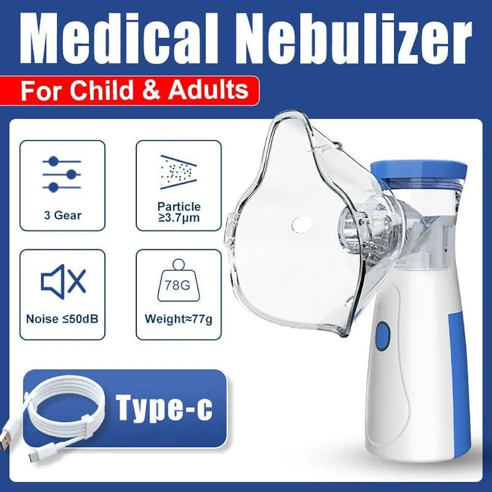 Portable Mesh Nebulizer, Effective for Cough, Asthma Silent and Compact Nebulizer Machine