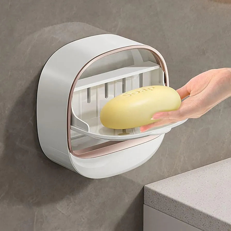 Luxury Soap Holder with Drain Tray, Waterproof Soap Dish Holder, Keep Soap Bars Dry