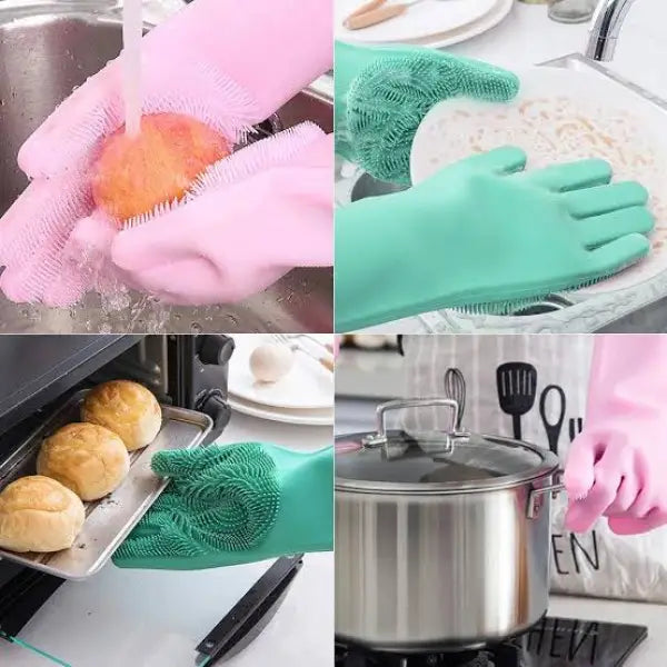 Silicone Dish Washing Gloves ,1 Pair,Random Color